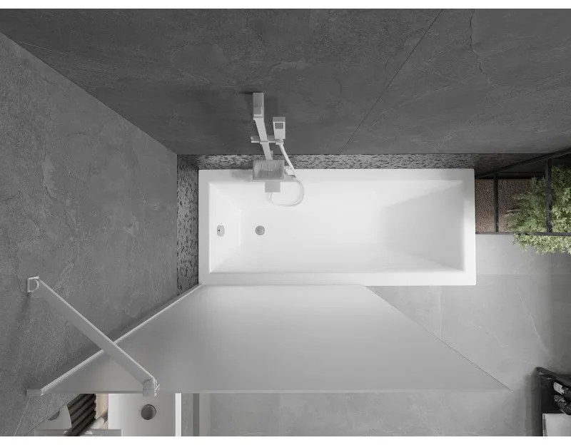 Mexen Next, vaňová zástena 1-krídlová 100 x 150 cm, fixné krídlo, 6 mm námraza sklo, biely profil, 895-100-000-00-30-20