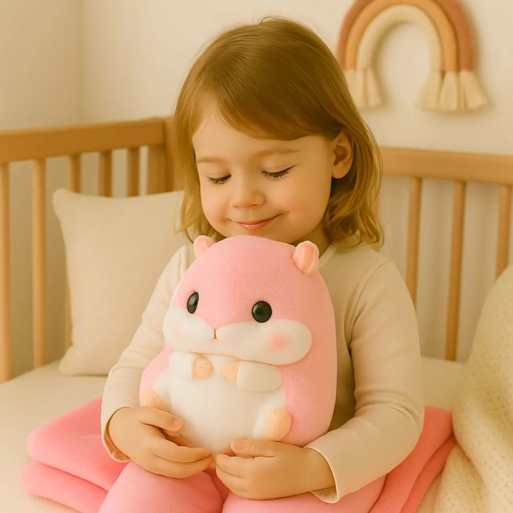 LEAN Toys Plyšová deka na zahriatie rúk pre škrečka 100 x 90 cm 3v1 ružová 35cm