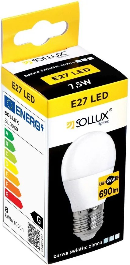 Neutrálna LED žiarovka E27, 7,5 W – Sollux