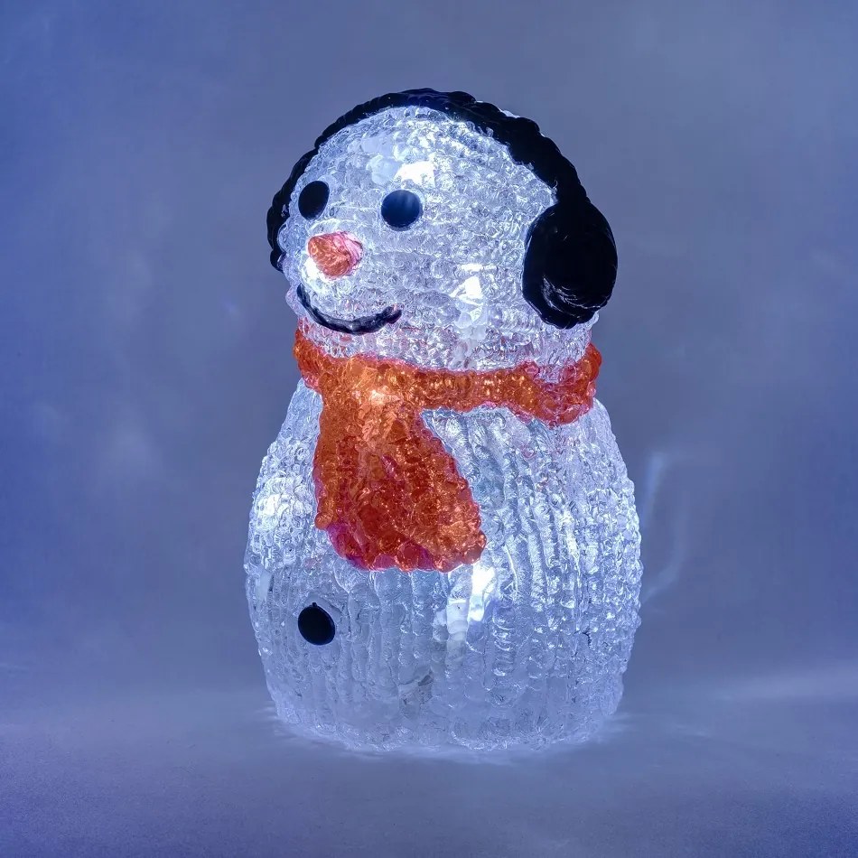 DECOLED LED svetelný snehuliak, 15 cm