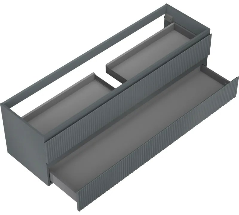Mexen Rivel, kúpeľňová skrinka 160 cm, 2 zásuvky, drážkovaná, grafitová matná, 91A20-16047-2-BFF66
