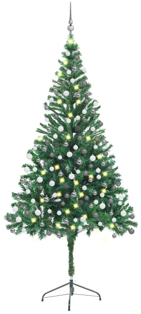 Umelý vianočný stromček s LED a sadou gulí 210 cm 910 vetvičiek 3077662
