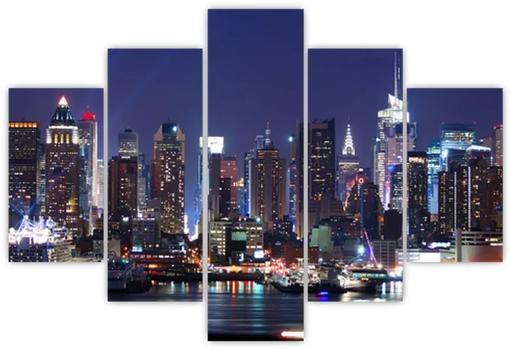 Obraz - Osvetlené New Yorské mrakodrapy (150x105 cm)