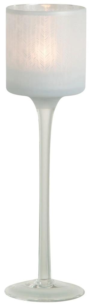 Biely sklenený svietnik na úzkej nohe na čajovú sviečku S - Ø 7 * 25 cm