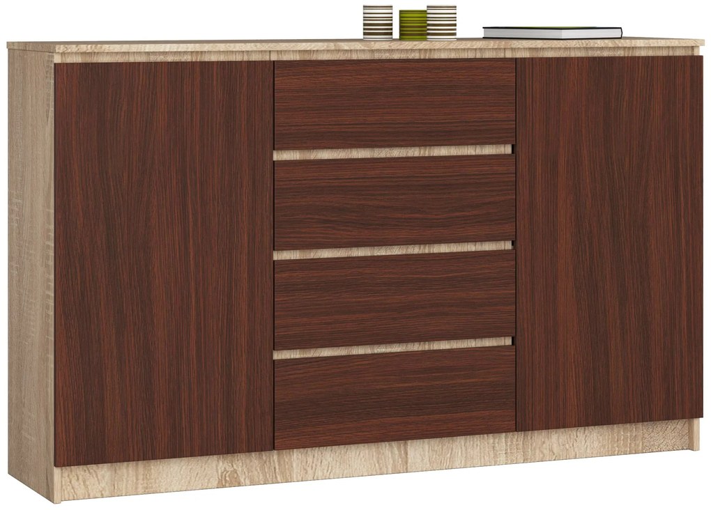 Komoda Koa  (dub sonoma + wenge). Akcia -19%. Vlastná spoľahlivá doprava až k Vám domov. 1069402