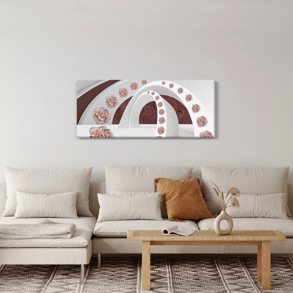 Obraz - 3D oblúky s kvetmi (120x50 cm)