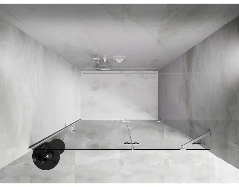 Mexen, Mexen Lunar pravé otočné sprchové dvere 135 cm, transparentné, biele - 834-135-000-20-00-P