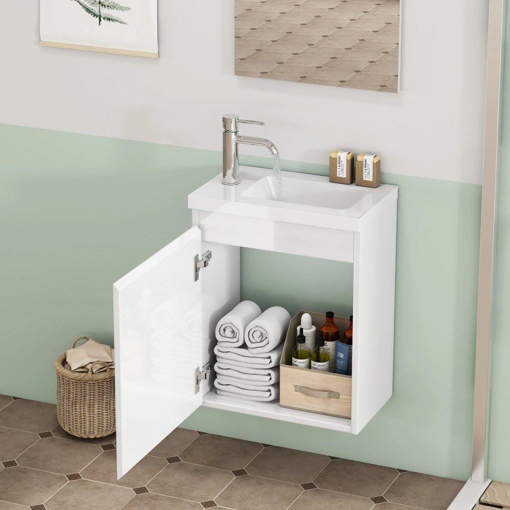 Závesná skrinka s umývadlom Houseland Elara 40 cm biela