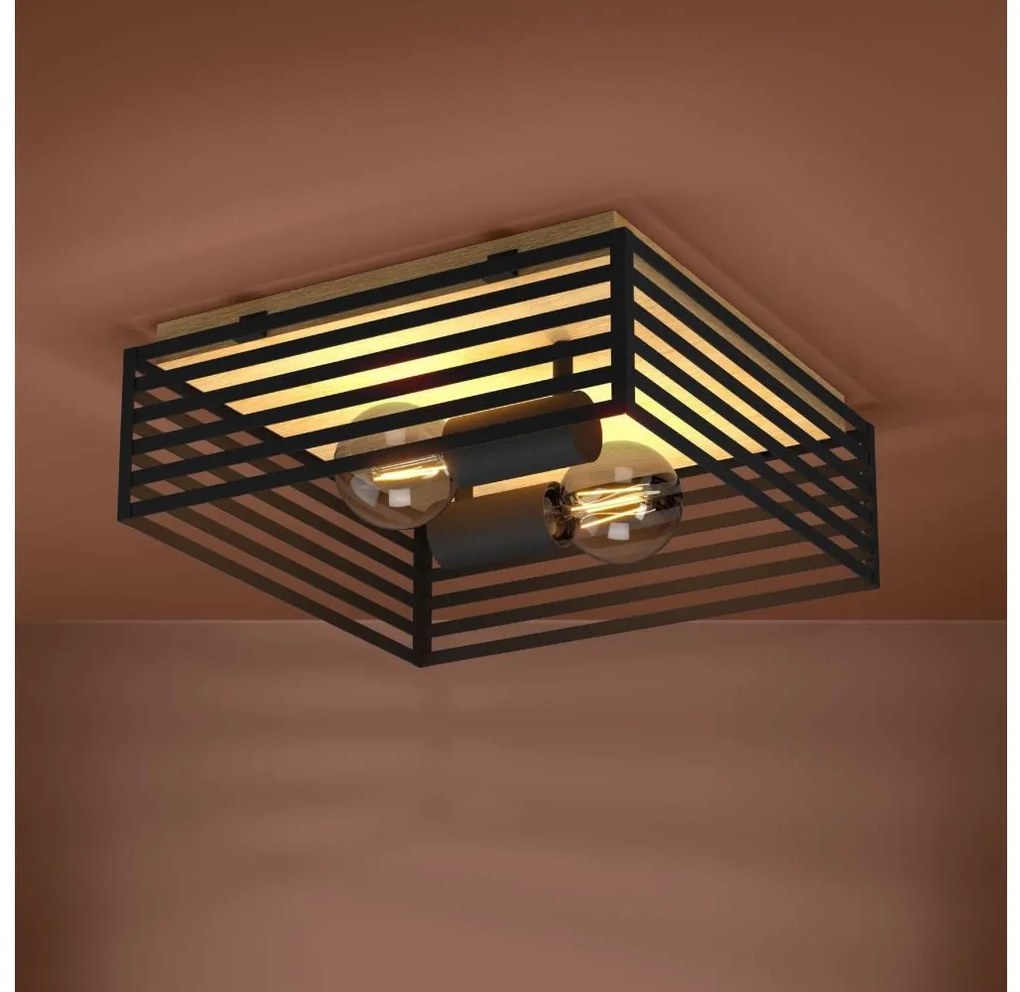Eglo 390163 - Stropné svietidlo CIDRAZ 2xE27/40W/230V čierna/hnedá