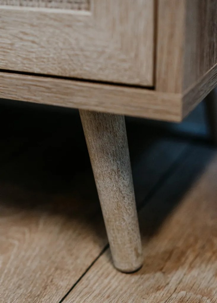 Široká komoda so zásuvkami Bali, dub sonoma/výplet