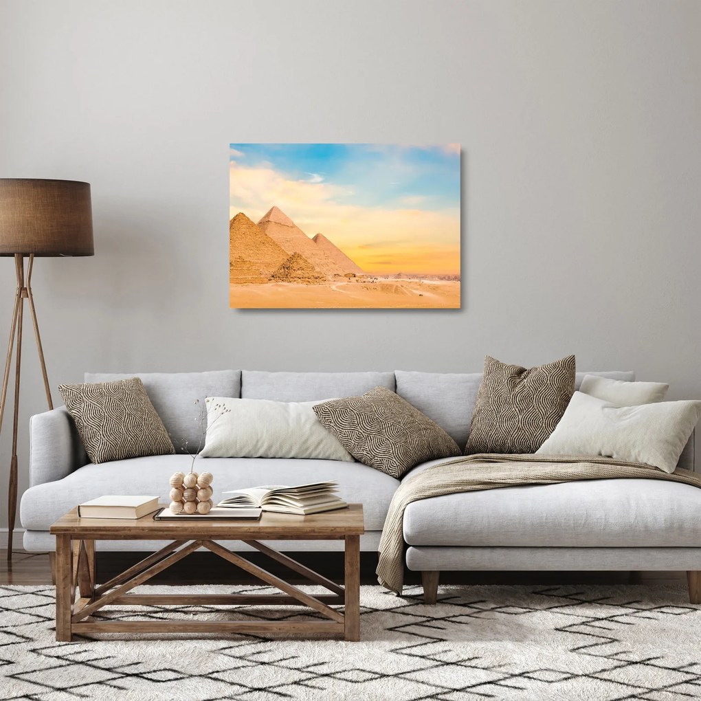 Sklenený obraz egyptských pyramíd (70x50 cm)