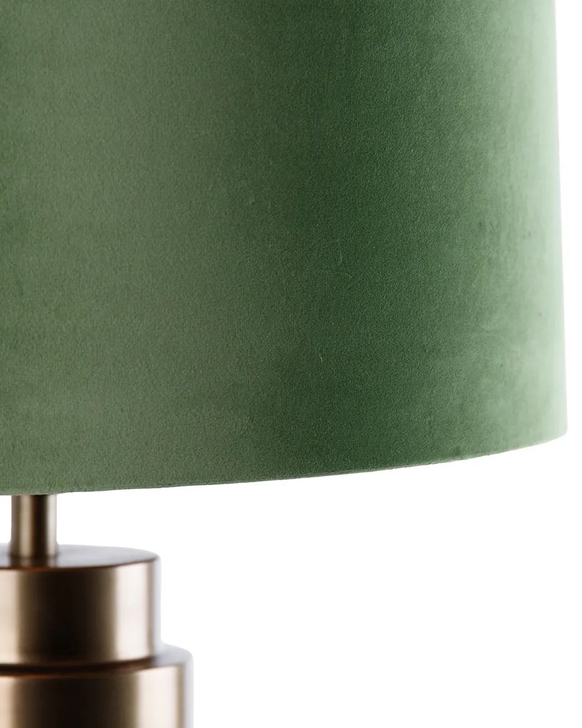 Stolová lampa Bronzový zamatový tienidlo zelená so zlatom 40 cm - Bruut