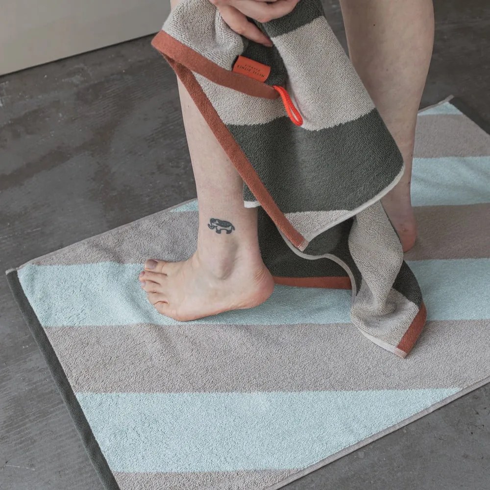 Kúpeľňová predložka z bio bavlny v mentolovej farbe 50x80 cm Diagonal - Mette Ditmer Denmark