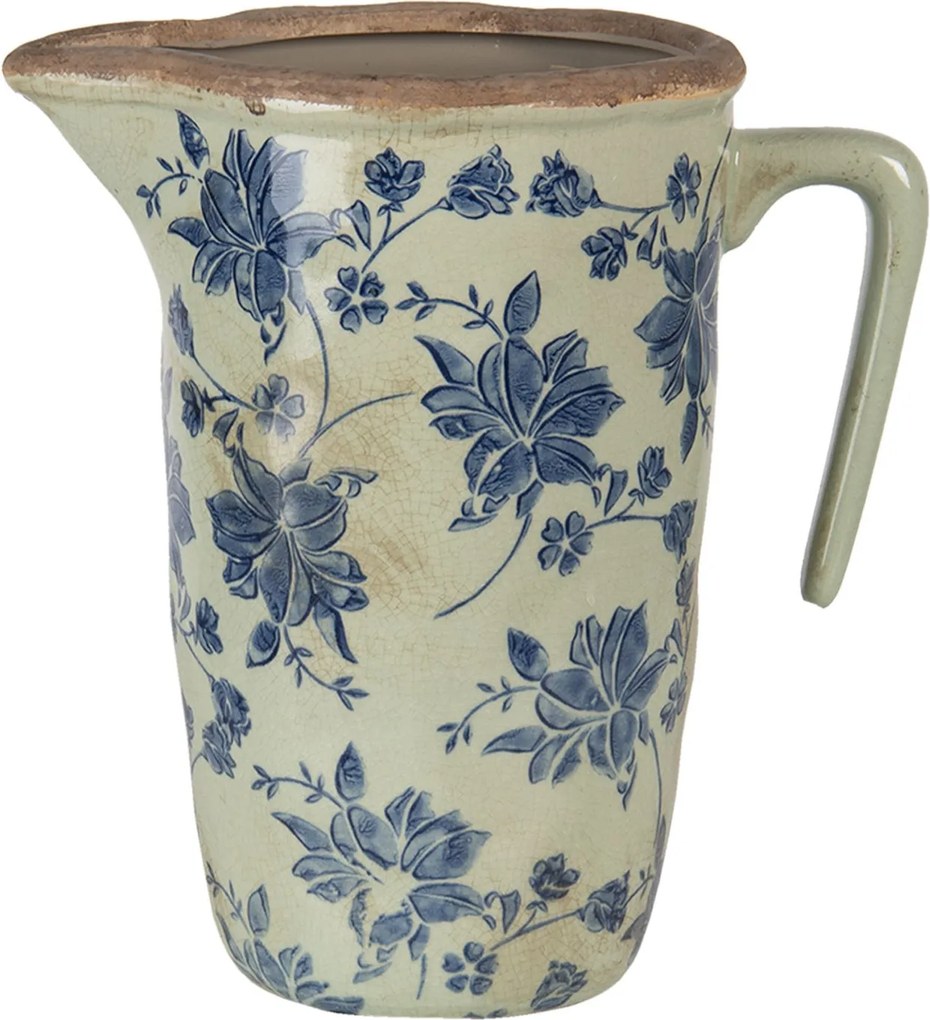 Keramický džbán s modrou potlačou L - 22 * 14 * 22 cm