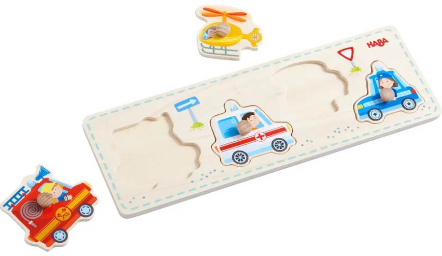 Drevené vkladacie puzzle – záchranárske vozidlá