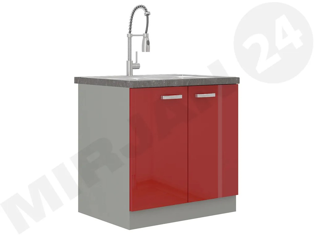 Skrinka pod drez Multiline 80 ZL 2F BB, Farby: šedý / biely lesk, Drez: nie