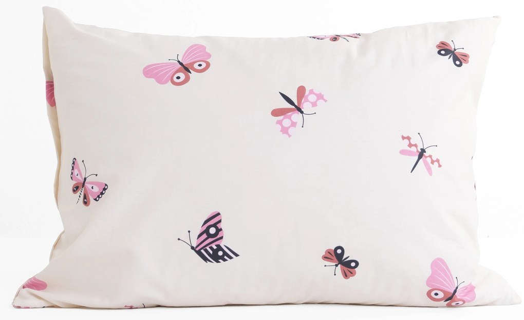 Bavlnená obliečka na vankúš Renforcé 50 × 70 cm – Motýliky béžová