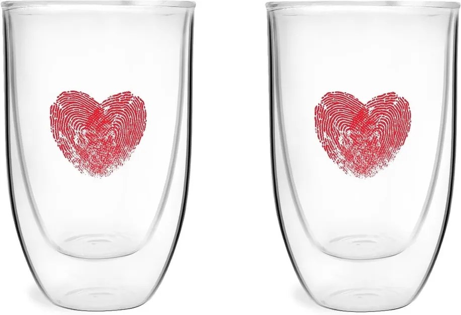 Sada 2 pohárov z dvojstenného skla s potlačou Vialli Design, 350 ml