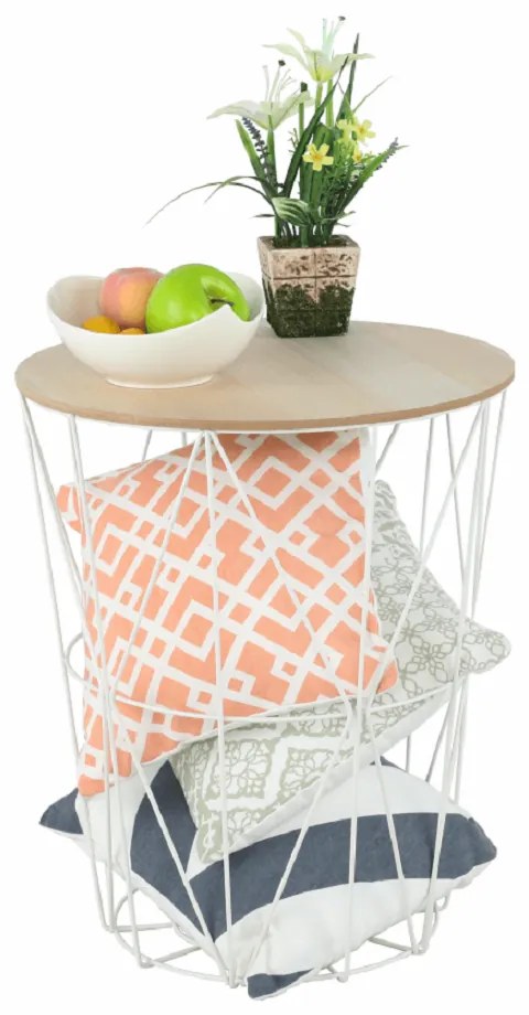 Príručný stolík, prírodná/biela, NANCER TYP 3