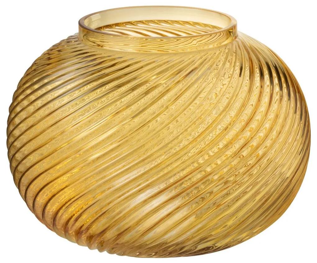 Žltá sklenená okrúhla váza Stripes L - Ø 20*17 cm