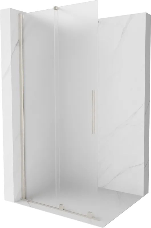 Mexen Velar, sprchová zástena s posuvnými dverami Walk-in 90 x 200 cm, 8mm sklo námraza, brúsená oceľ, 871-090-000-33-97