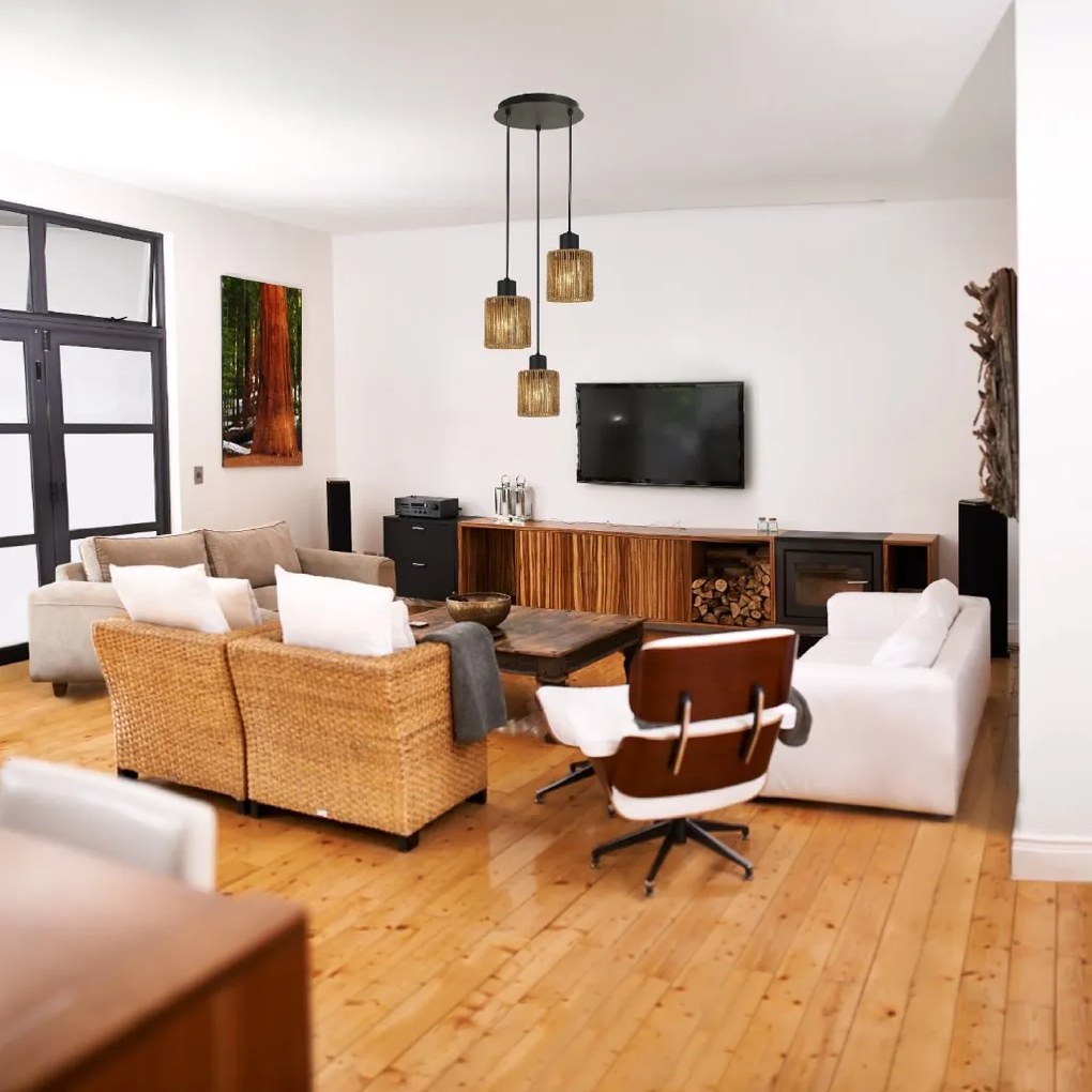 Toolight Toolight, stropné svietdlo 3xE27, APP1820-3CPR, čierna-hnedá, OSW-00621