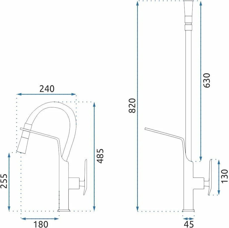 Rea Castor, kuchynská batéria flexibilná vysoká, brúsená oceľ, REA-B4322