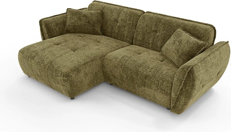 Zelená ženilková rohová pohovka (ľavý roh/s leňoškou) Nelia – Ropez