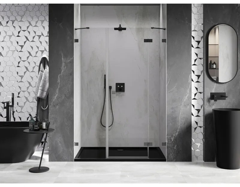 Mexen Lunar, pravé otočné sprchové dvere 155 cm, 8mm číre sklo, grafitový profil, 834S-155-050-95-00-P