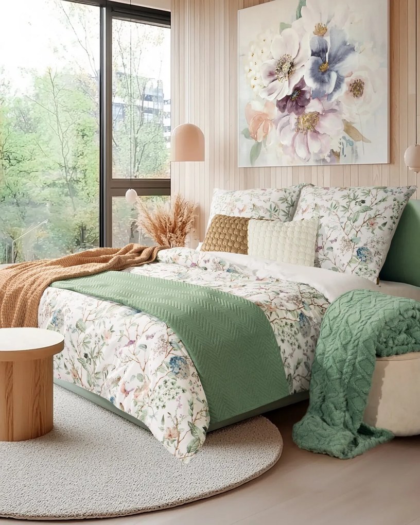 PREHOZ NA POSTEĽ LEN3 200X220 CM ZELENÝ