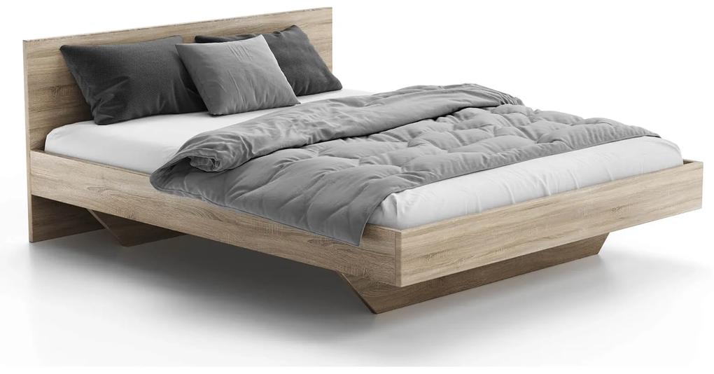 Levitujúca posteľ 140x200 z nábytkovej dosky, dub sonoma DM2