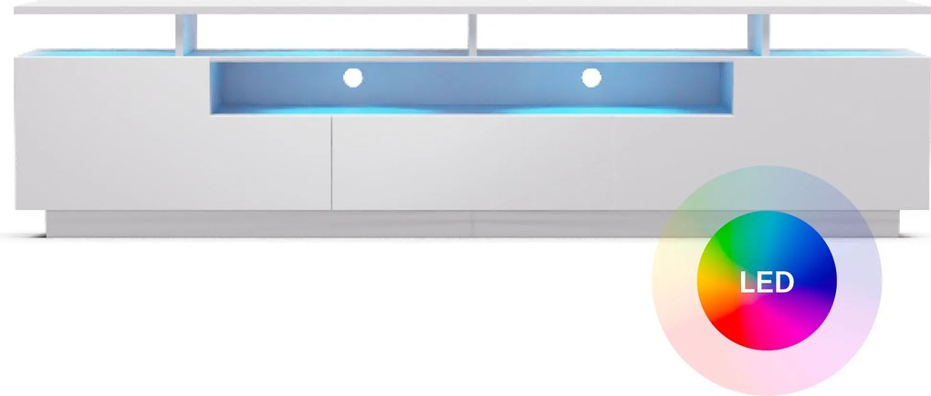 blumfeldt Perth Lowboard , TV skrinka, LED, 3 police, biela, 195 x 33 x 50 cm