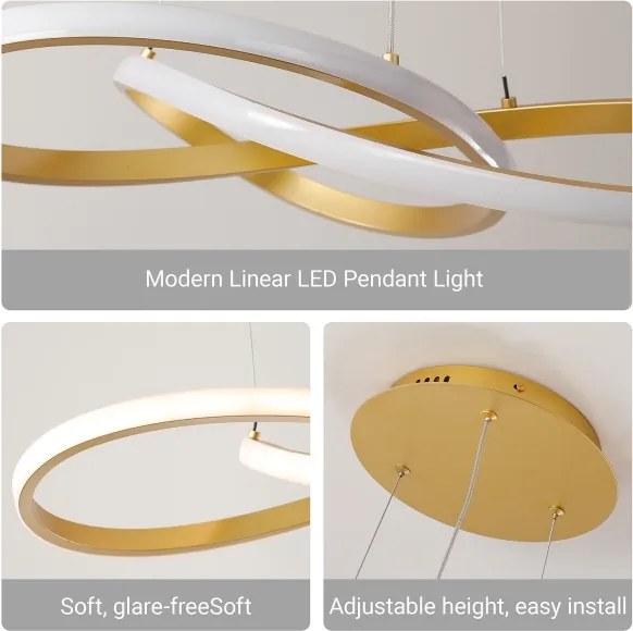 Brilagi - stmievateľný LED luster na lanku INFINITY LED/80W/230V 80x80 cm zlatý + diaľkové ovládanie