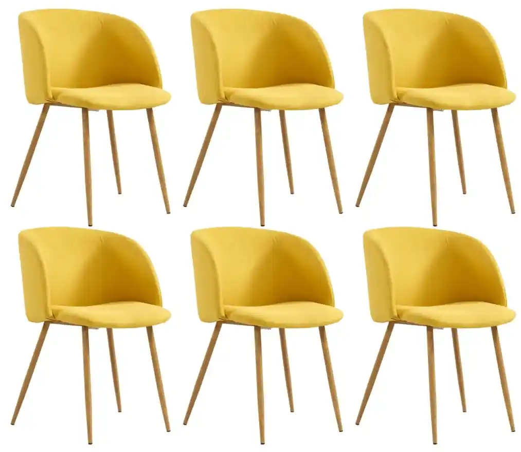vidaXL Jedálenské stoličky 6 ks žlté látkové | Biano
