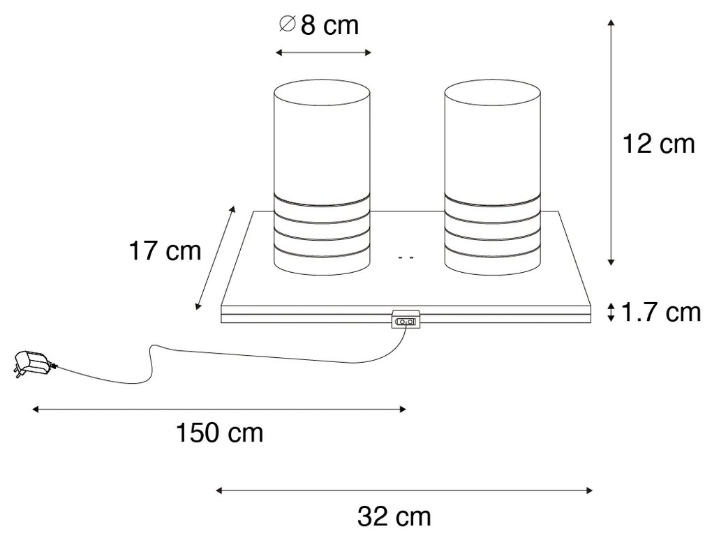 Sada 2 nabíjateľných zlatých RGBW stolových lamp - Alessia