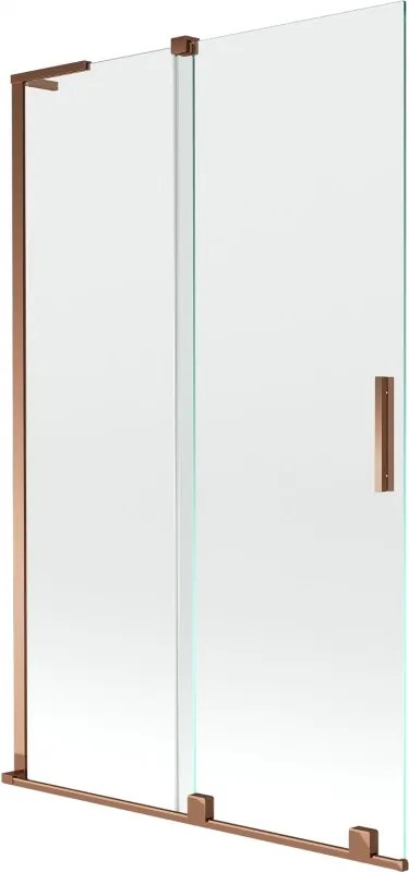 Mexen Velar L, 2-krídlová posuvná vaňová zástena 110 x 150 cm, 8mm číre sklo, ružové zlato, 896-110-003-01-60