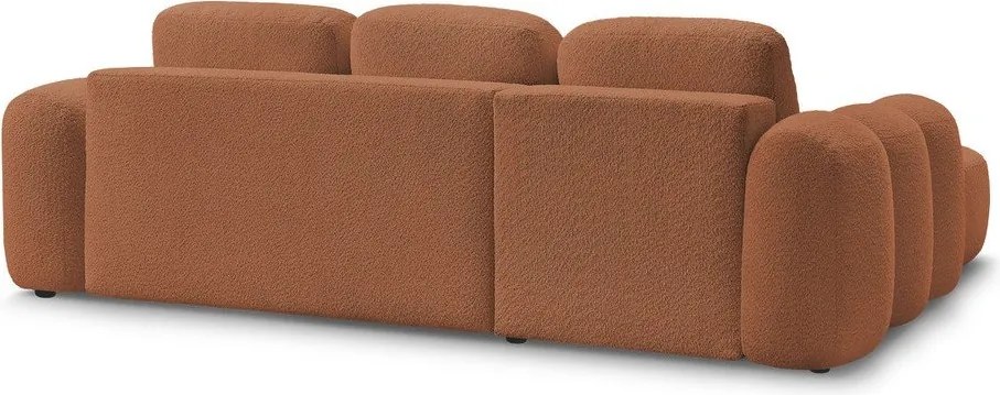 Oranžová rozkladacia/s úložným priestorom rohová pohovka z textílie buklé (ľavý roh/s leňoškou) Montaigne – Bobochic Paris