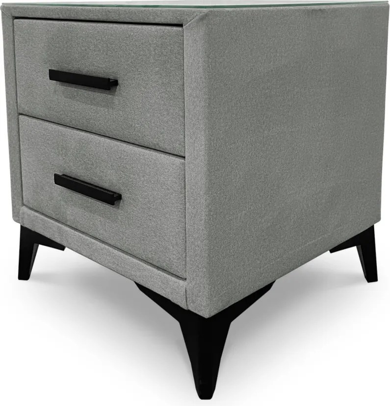 Nočný stolík s 2 zásuvkami Joy, svetlo šedá látka