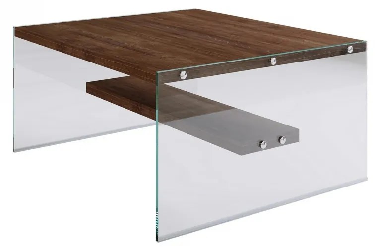Konferenční stolek GLASS 75 cm ořech
