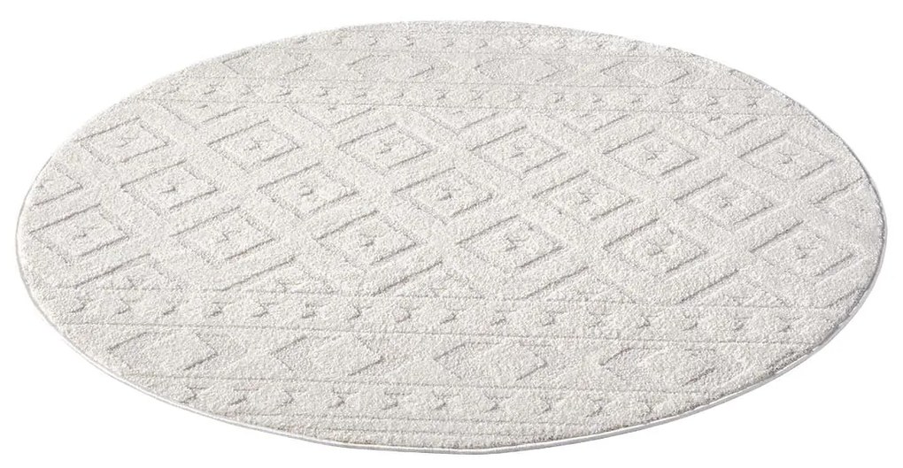 Dekorstudio Moderný okrúhly koberec LOUNGE 9999 - krémový Priemer koberca: 160cm