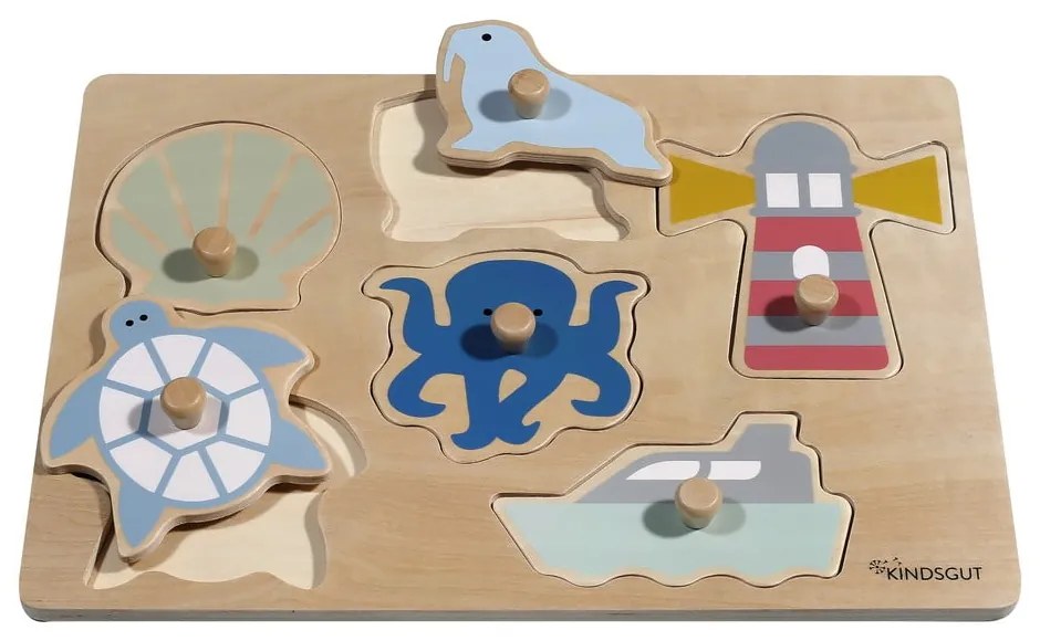 Drevené vkladacie puzzle (počet dielikov 6) Ocean – Kindsgut