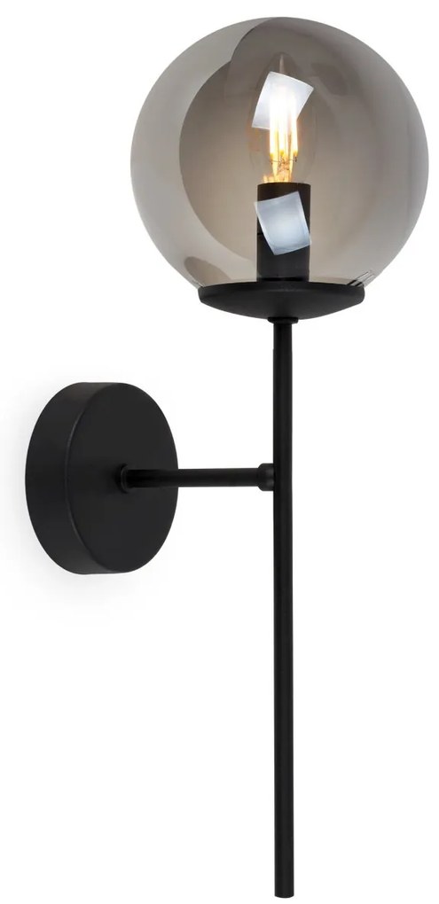 Nástenné svietidlo Paris, 1x grafitové sklenené tienidlo, B