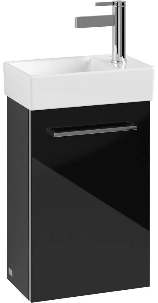 VILLEROY &amp; BOCH Avento závesná skrinka pod umývadielko, 1 dvierka, pánty vľavo, 340 x 202 x 514 mm, Crystal Black, A87600B3