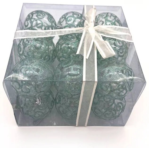 DECOLED Plastové ozdoby, prům. 7 cm, 18 ks, tyrkysová