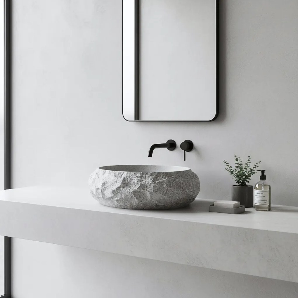 Rea Mika Gabro, umývadlo na dosku 480x380x155 mm, imitácia kameňa-šedá, REA-U0633