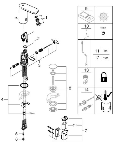 GROHE 36366002 - Elektronická umývadlová batéria GET E, lesklý chróm