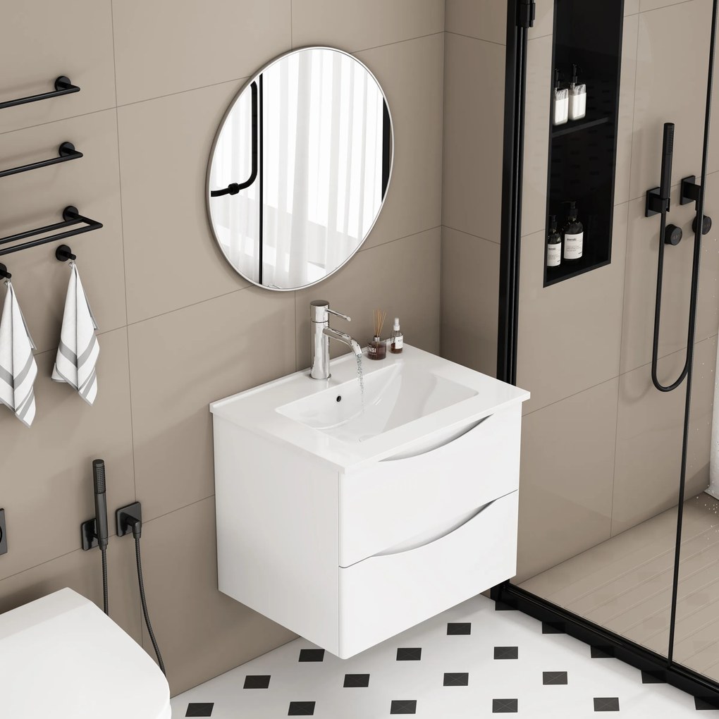 Závesná skrinka pod umývadlo Houseland Bravio 60 cm biela