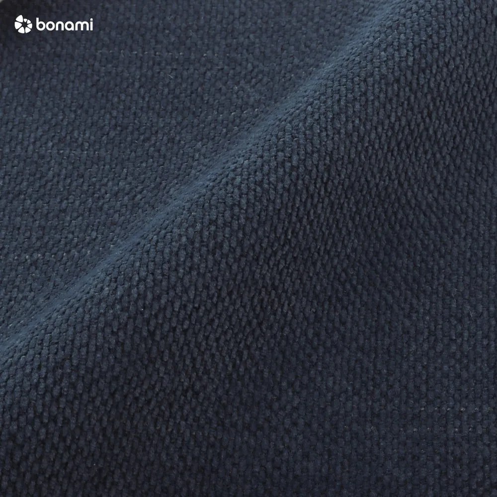 Tmavomodrá čalúnená dvojlôžková posteľ s úložným priestorom s roštom 200x200 cm Lupine – Micadoni