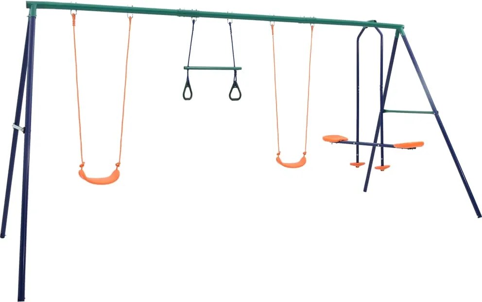 vidaXL Sada hojdačky s gymnastickými kruhmi a 4 sedačkami oceľ