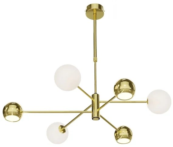 Jupiter 1962 - Luster na tyči MOKA 3xGU10/10W/230V + 3xG9/10W/230V zlatá/biela